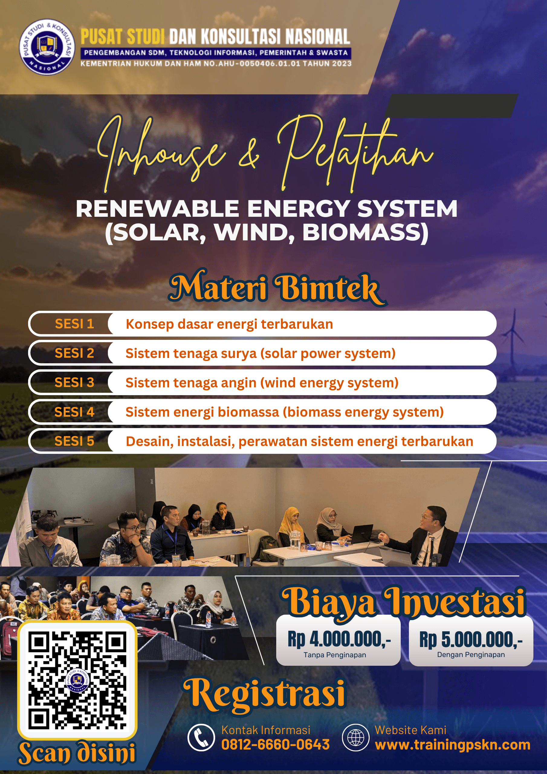 Pelatihan Renewable Energy System (Solar, Wind, Biomass)