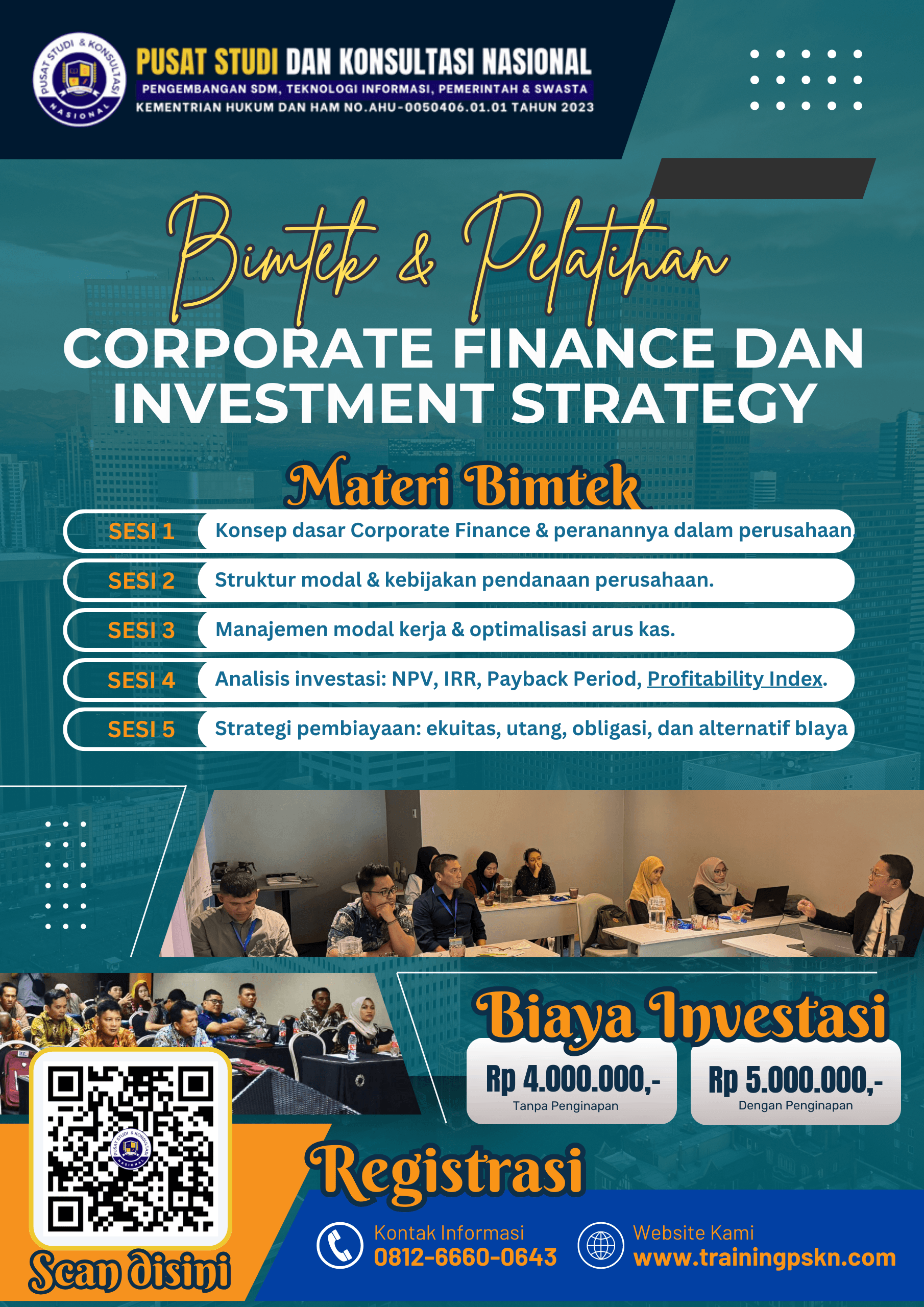 TRAINING CORPORATE FINANCE DAN INVESTMENT STRATEGY