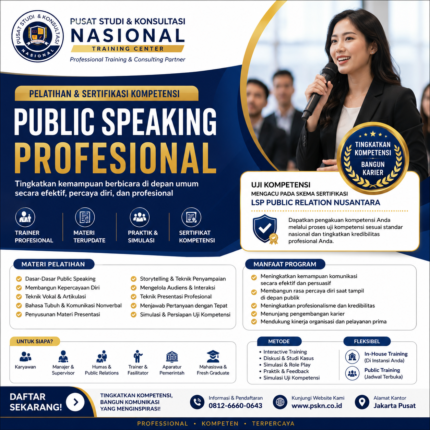 PELATIHAN & SERTIFIKASI KOMPETENSI PUBLIC SPEAKING PROFESIONAL