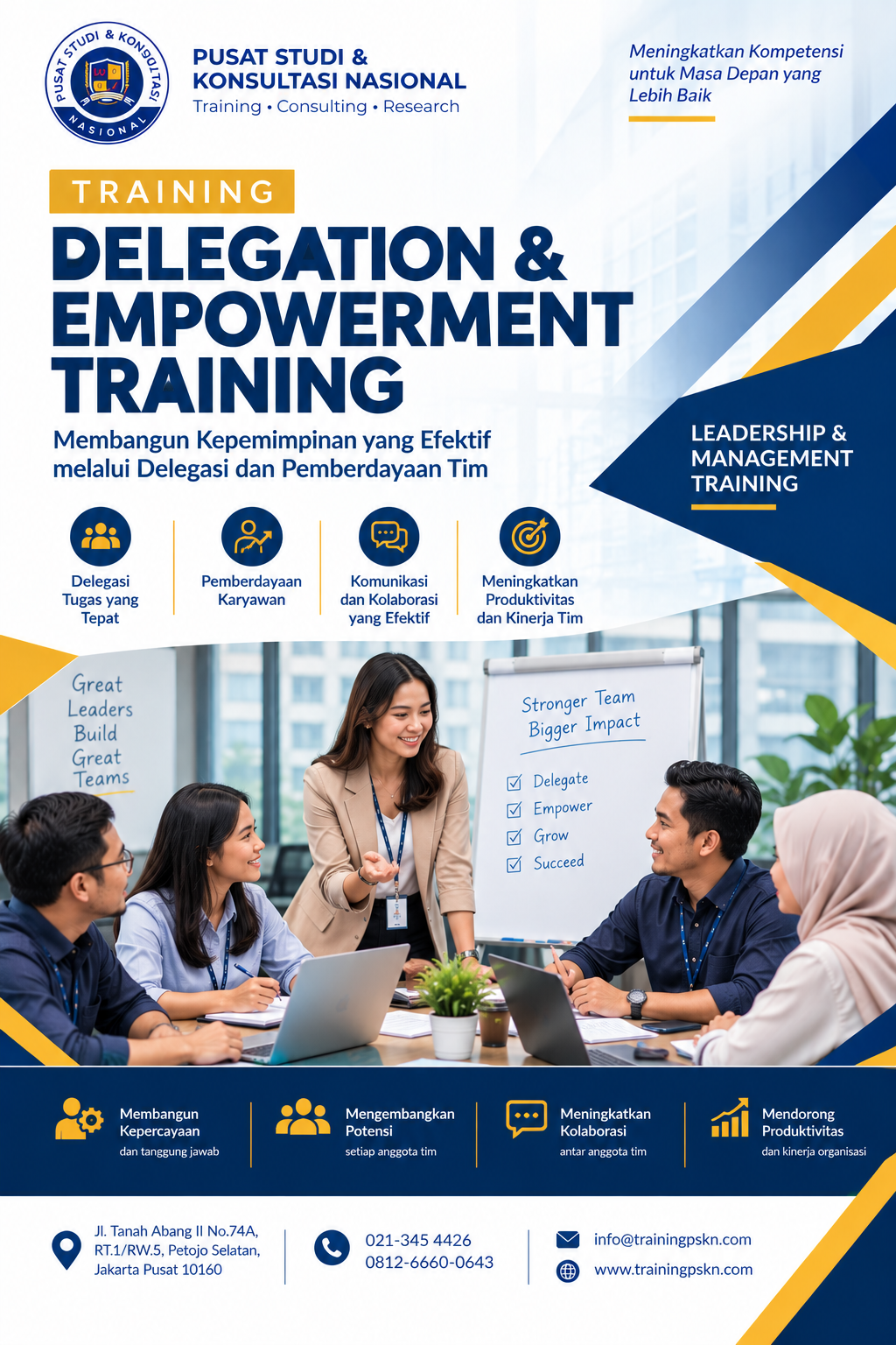 Pelatihan Delegasi dan Pemberdayaan Tim Delegation & Empowerment Training: Strategi Meningkatkan Produktivitas Tim dan Mengembangkan Kepemimpinan yang Efektif - Gambar 1