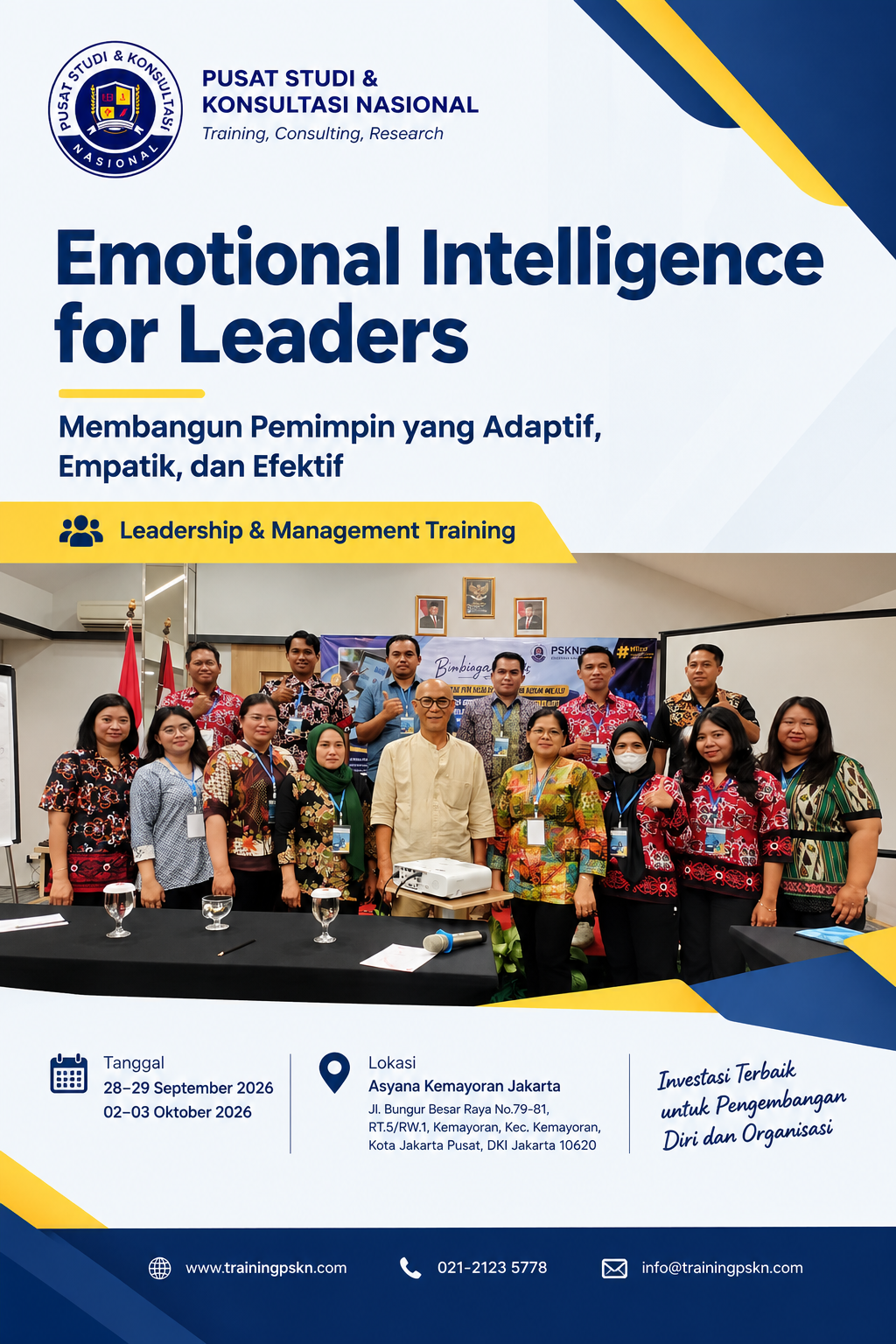 Pelatihan Kecerdasan Emosional Pemimpin Emotional Intelligence for Leaders: Strategi Membangun Pemimpin yang Adaptif, Empatik, dan Efektif - Gambar 1